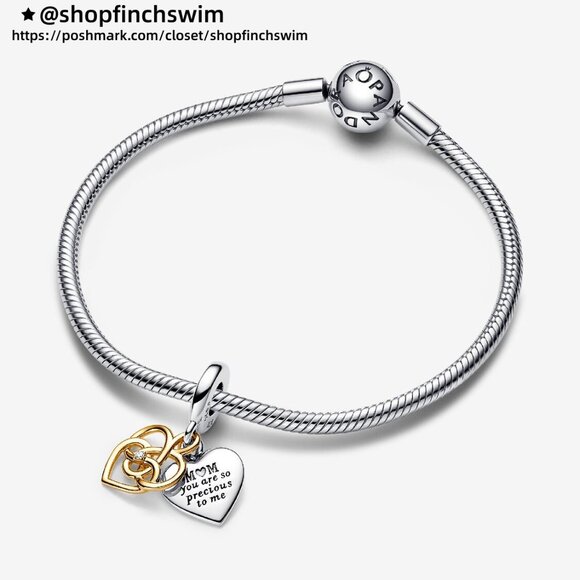 Pandora Lab-grown Diamond Engravable Mum Double Dangle Charm - Picture 4 of 6